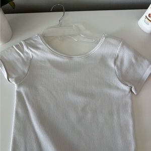 Athleta White Ribbed Crop Top